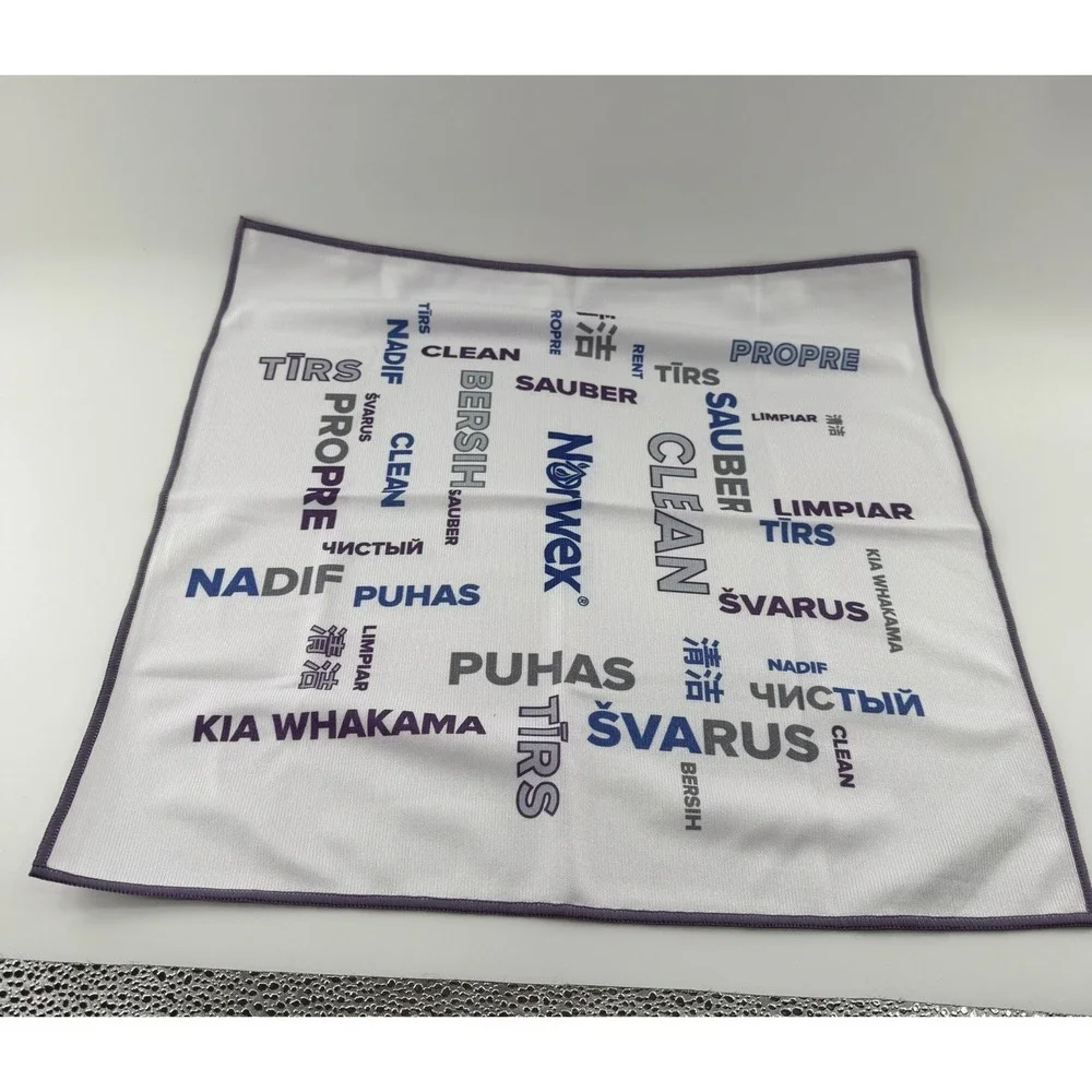 New Norwex Window Cloth Cleaning Microfiber BacLock Purple Blue White Logo Rare